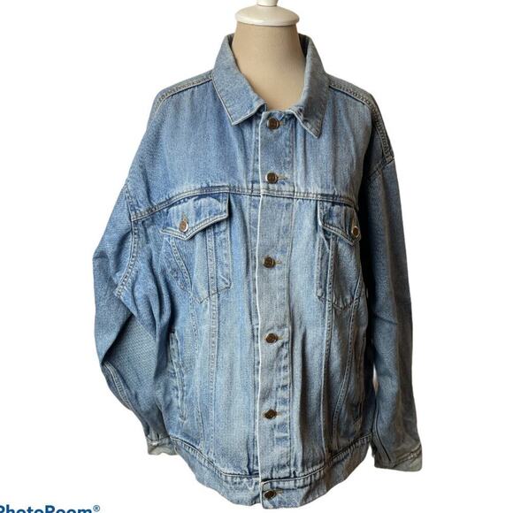 Y2K Vntg High Sierra Denim Jean Trucker Engineering Faded Work Jacket Men's XL - Picture 1 of 5